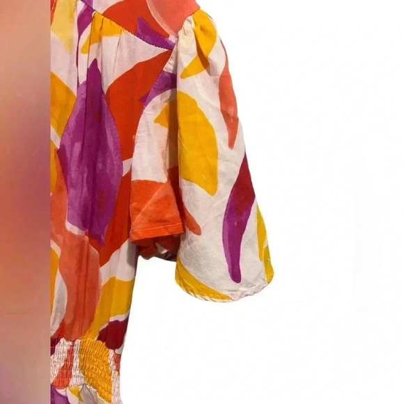 Abel the Label Anthropologie Dress Swish Sz XS Hi Lo Orange purple sundress - Picture 9 of 9